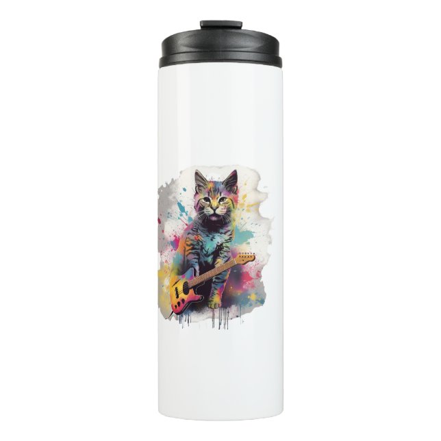 rockstar cat cat lover design  thermal tumbler (Front)