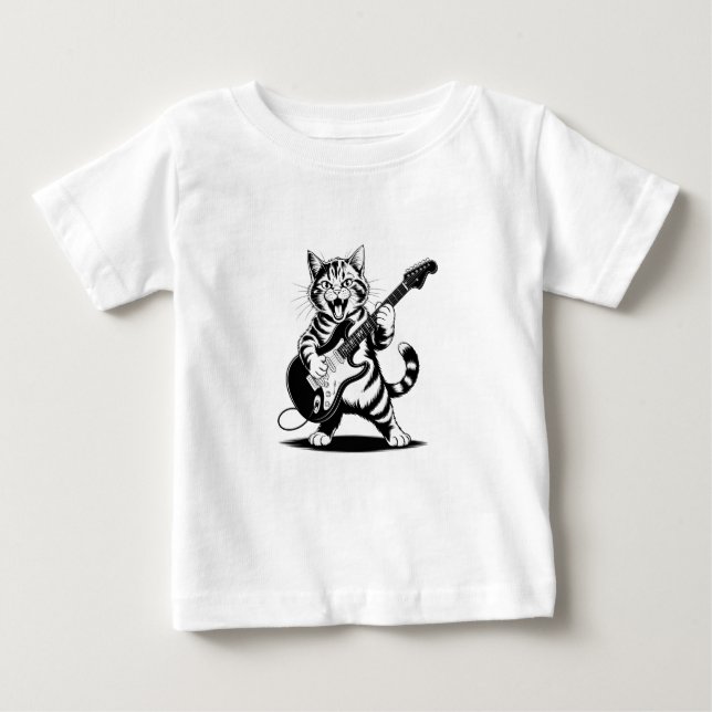 Rockstar Cat Guitar Solo – Funny Music Lover Gift Baby T-Shirt (Front)