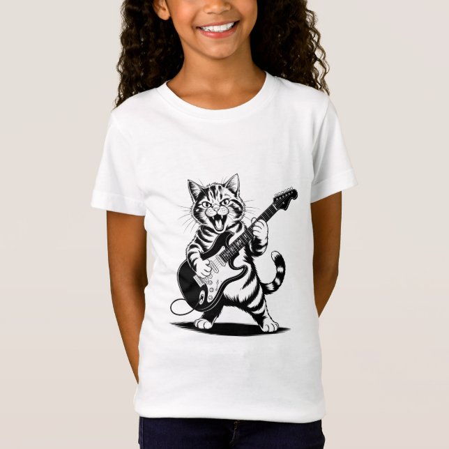 Rockstar Cat Guitar Solo – Funny Music Lover Gift T-Shirt (Front)