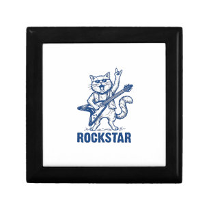 Rockstar Cat Guitar Vintage Engraving Shirt Design Gift Box