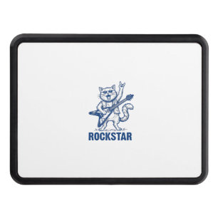 Rockstar Cat Guitar Vintage Engraving Shirt Design Hitch Cover