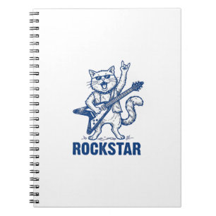 Rockstar Cat Guitar Vintage Engraving Shirt Design Notebook