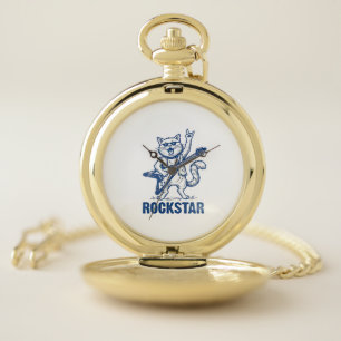 Rockstar Cat Guitar Vintage Engraving Shirt Design Pocket Watch