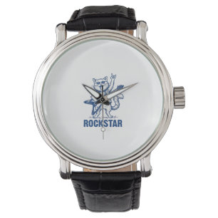 Rockstar Cat Guitar Vintage Engraving Shirt Design Watch