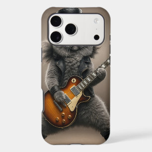 Rockstar Cat Playing Electric Guitar in Leather    iPhone 17 Pro Max Case