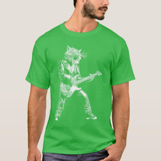 Rockstar Cat Playing Guitar Rock and Roll ROCK Mus T-Shirt