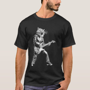 Rockstar Cat Playing Guitar Rock and Roll ROCK Mus T-Shirt