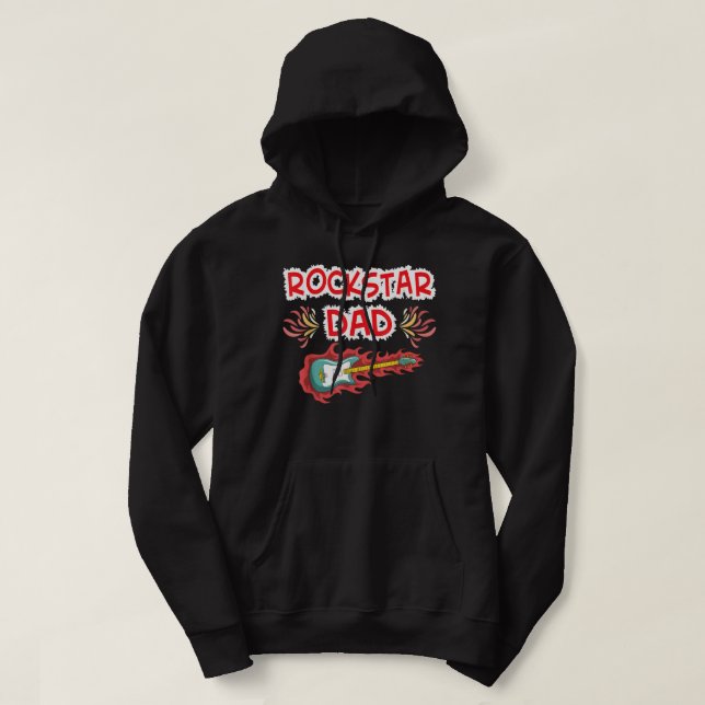 Rockstar Dad Electric Guitar Rock Fan Father's Day Hoodie (Design Front)