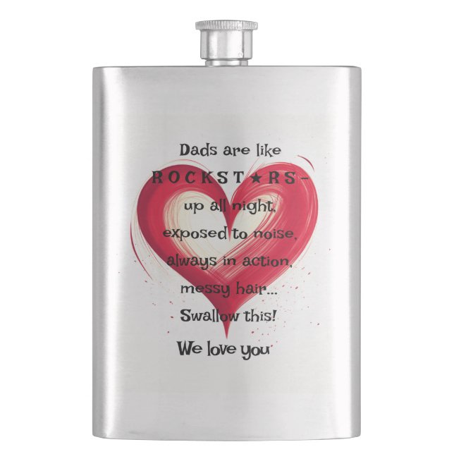 Rockstar Dad, Gift For New Dad, Birthday, Xmas,  Flask (Front)