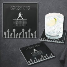 Rockstar Dad Guitar Chord Musician Glass Coaster
