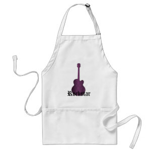 Rockstar Damask Guitar Apron, Purple Adult Apron