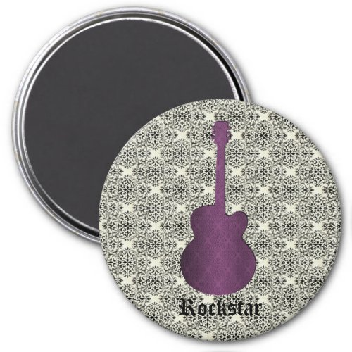 Rockstar Damask Guitar Magnet Purple Magnet