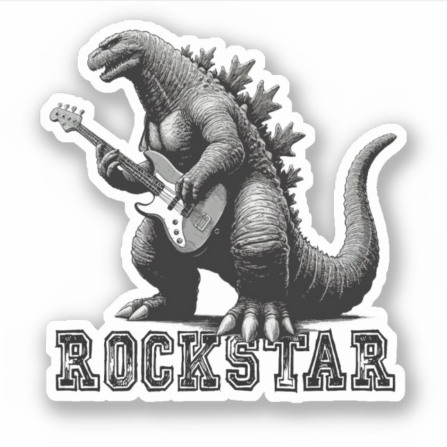 Rockstar dinosaur dragon sticker (Front)