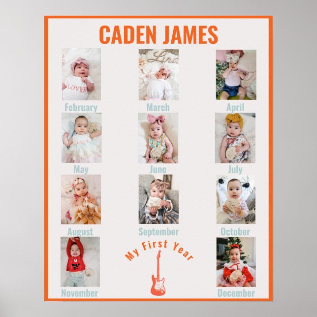 Rockstar First Birthday Monthly Photos Poster (Front)