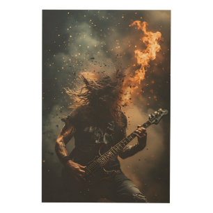 Rockstar Flames Wood Wall Art
