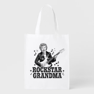 Rockstar Grandma – Fun and Retro Music Design Grocery Bag