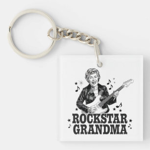 Rockstar Grandma – Fun and Retro Music Design Keychain