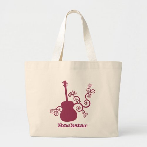 Rockstar Guitar Bag Fuchsia Large Tote Bag