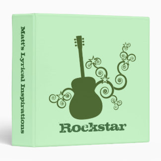 Rockstar Guitar Binder, Green 3 Ring Binder