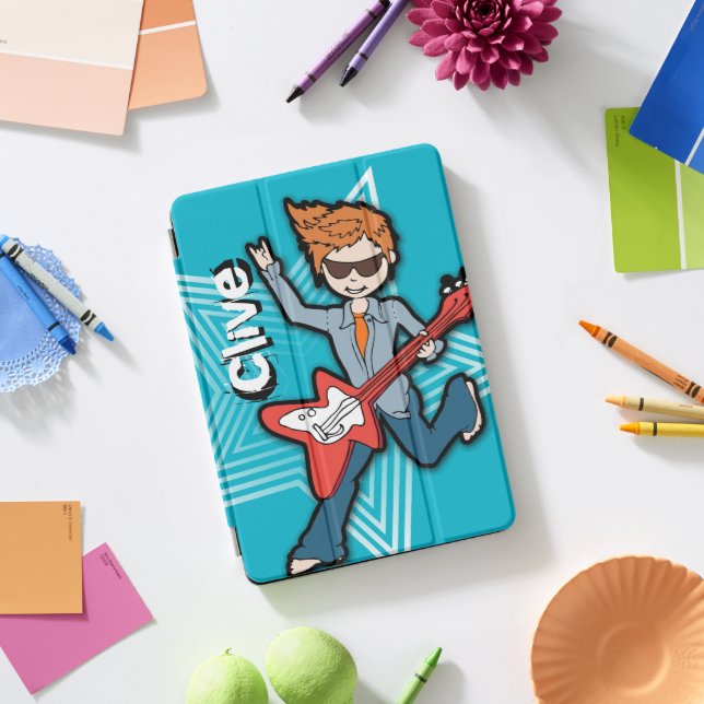 Rockstar guitar boy blue ipad case (Desk)