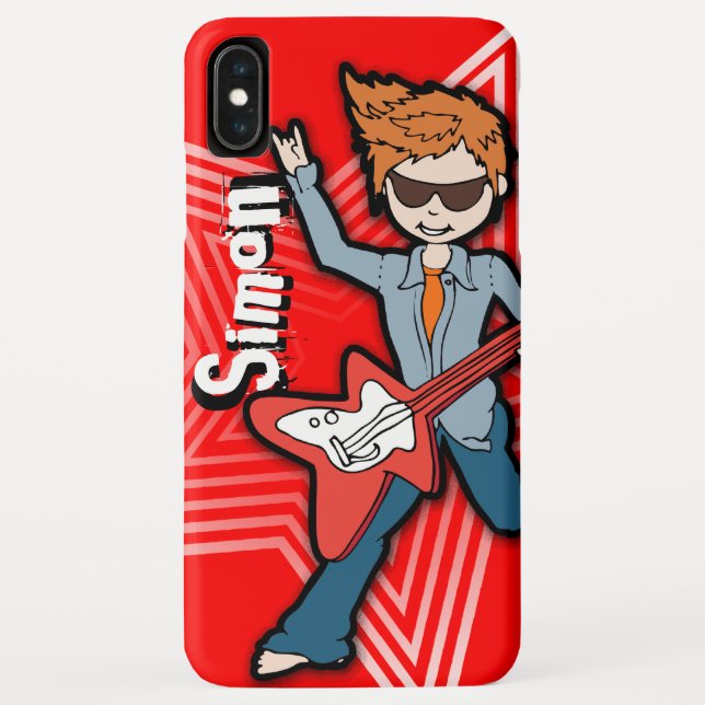 Rockstar guitar boy red custom name Case-Mate iPhone case (Back)
