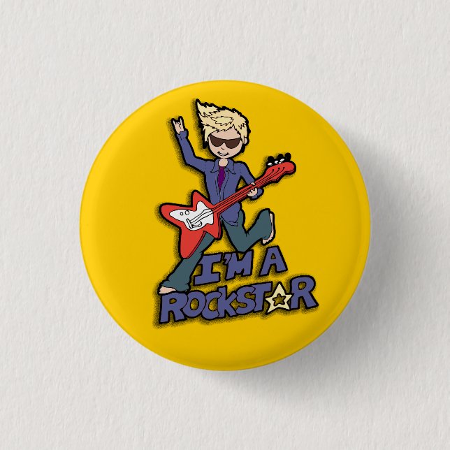 Rockstar guitar boy yellow button (Front)