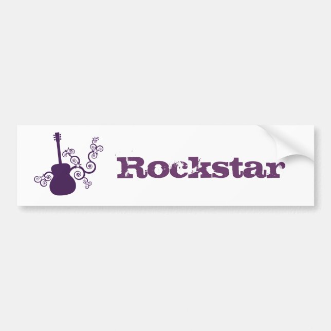 Rockstar Guitar Bumper Sticker, Purple Sticker (Front)