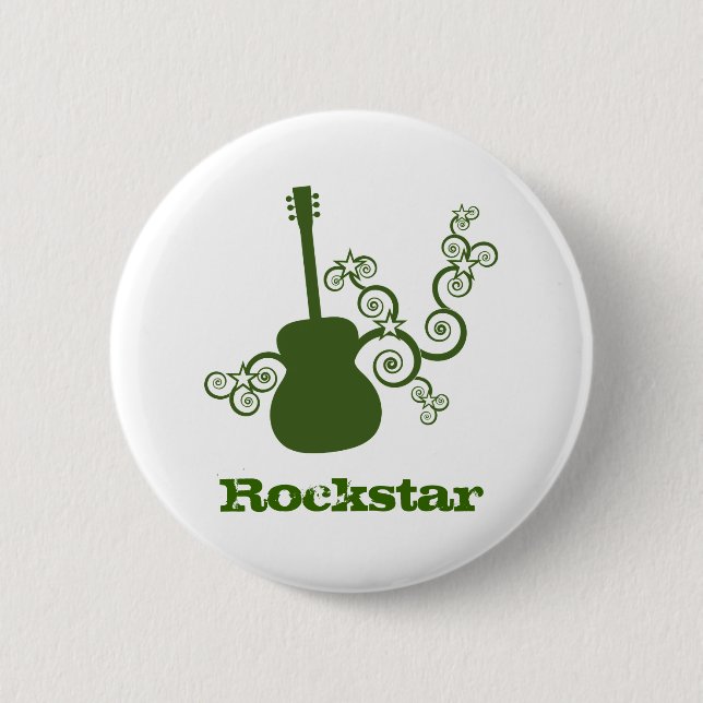 Rockstar Guitar Button, Green Button (Front)
