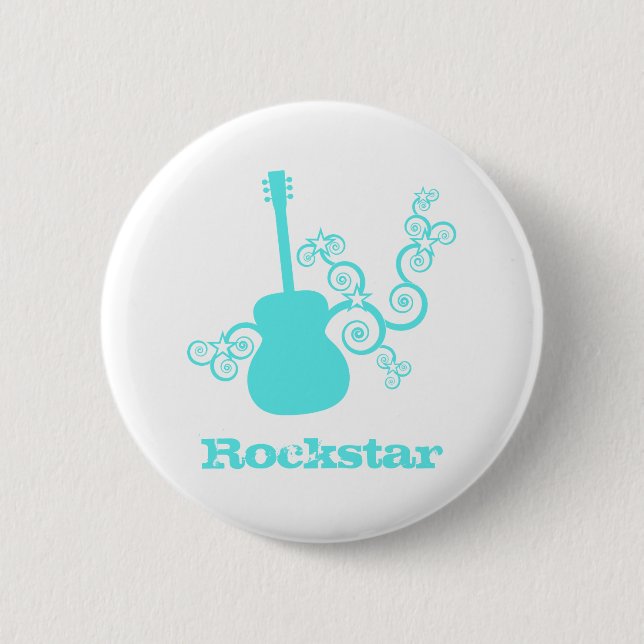 Rockstar Guitar Button, Light Turquoise Button (Front)