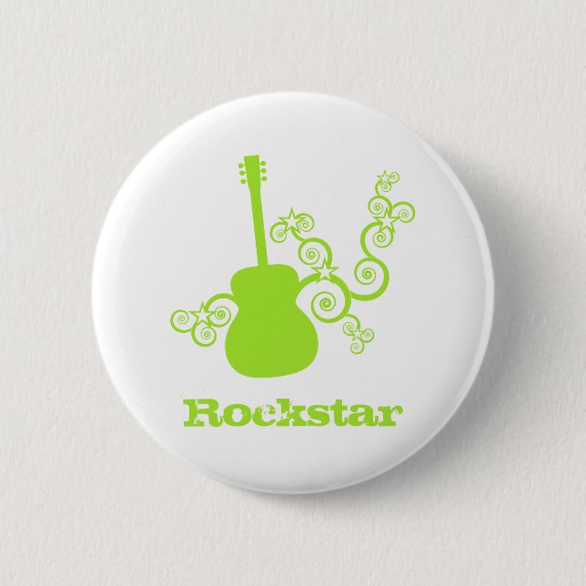Rockstar Guitar Button, Lime Green Button (Front)
