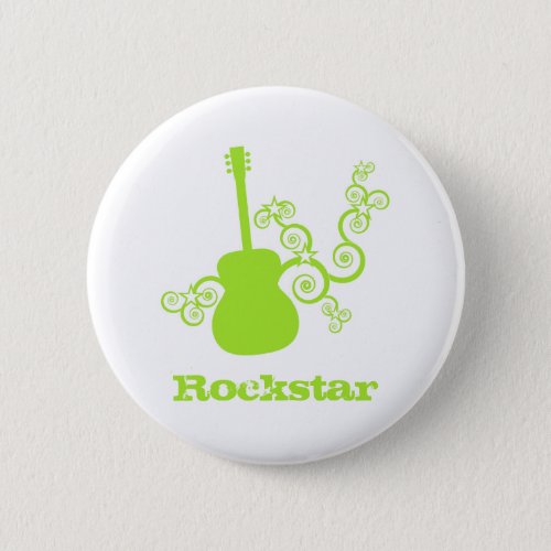 Rockstar Guitar Button Lime Green Button