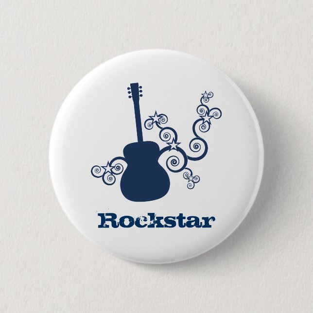 Rockstar Guitar Button, Royal Blue Button (Front)