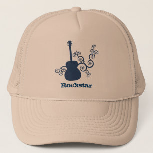 Rockstar Guitar Hat, Royal Blue Trucker Hat