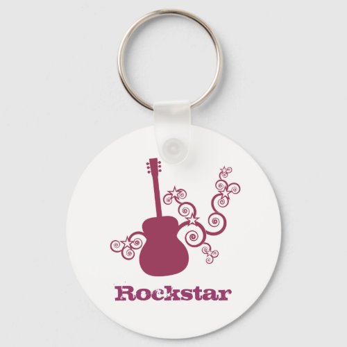 Rockstar Guitar Keychain Fuchsia Keychain