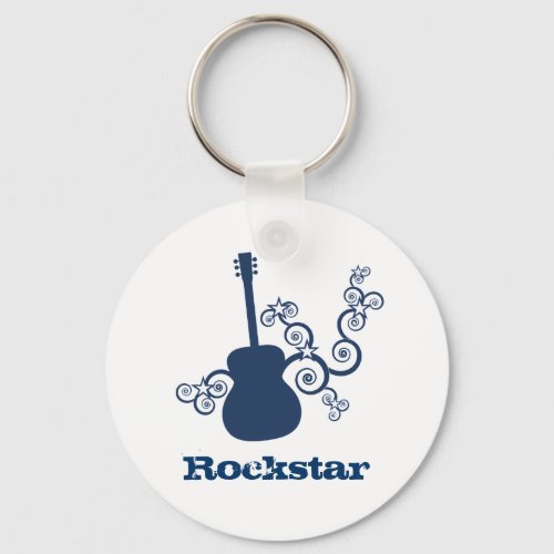 Rockstar Guitar Keychain Royal Blue Keychain