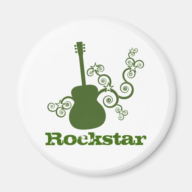 Rockstar Guitar Magnet, Green Magnet (Front)