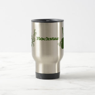 Rockstar Guitar Mug, Green Travel Mug