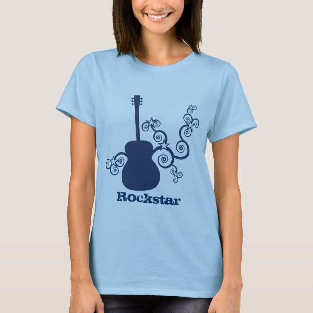 Rockstar Guitar Woman's Shirt, Royal Blue T-Shirt (Front)