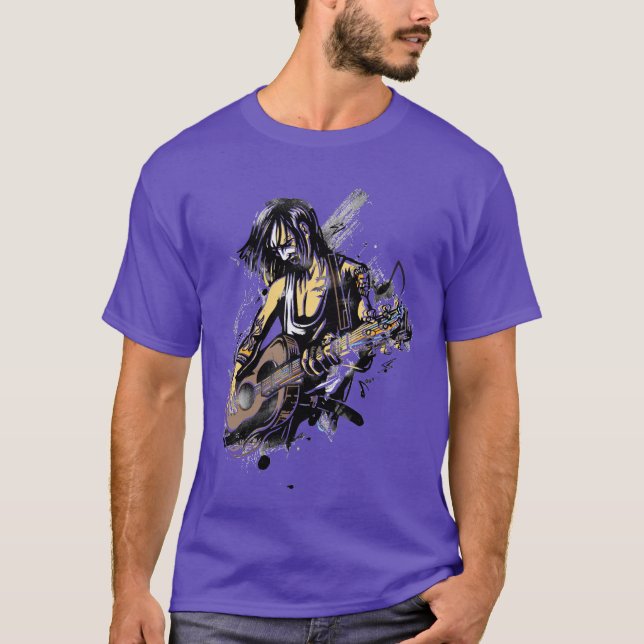 Rockstar Guy Playing Guitar T-Shirt (Front)