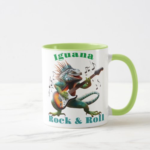 Rockstar Iguana in a Colorful Music Burst Mug