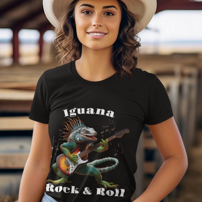 Rockstar Iguana in a Colorful Music Burst T-Shirt (Creator Uploaded)