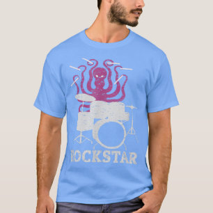 Rockstar Kids Vintage Music Octopus Drummer T-Shirt