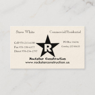 ROCKSTAR Logo, Rockstar Constructi... - Customized Business Card
