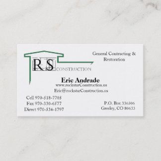 ROCKSTAR Logo, Rockstar Construction, Eric Andr... Business Card