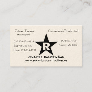 ROCKSTAR Logo, Rockstar Construction, Eric Andr... Business Card