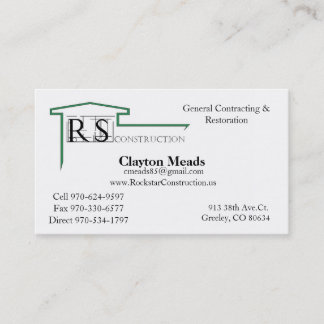ROCKSTAR Logo, Rockstar Construction, Eric Andr... Business Card