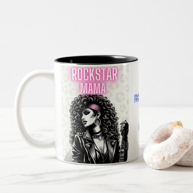 Rockstar Mama: Channel Your Inner Rock Goddess Two-Tone Coffee Mug (With Donut)