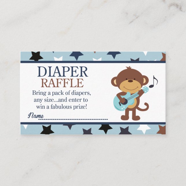 Rockstar Monkey Baby Shower Diaper Raffle Enclosure Card (Front)