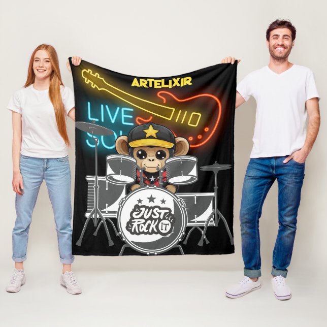 Rockstar Monkey Print Fleece Blanket (In Situ)