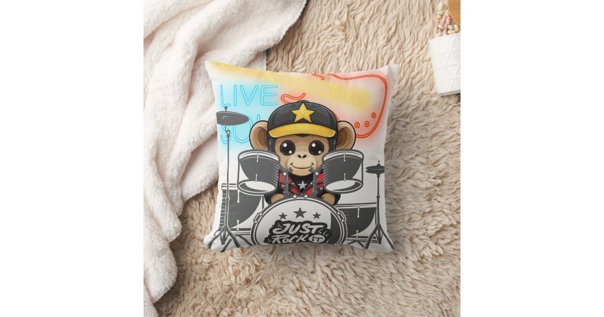 Rockstar Monkey Rockstar Monkey Throw Pillow | Zazzle